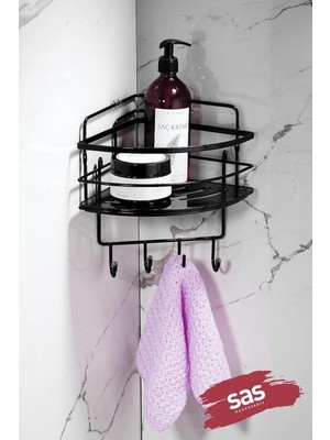 Sas Haus Yapışkanlı Ömür Boyu Paslanmaz Kristal Ayarlanabilir Raf Banyo Düzenleyici Şampuanlık Lk-01