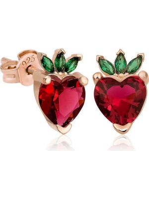 Tienda Elegante ​Gümüş Çilek Figür Meyve Çivi Küpe