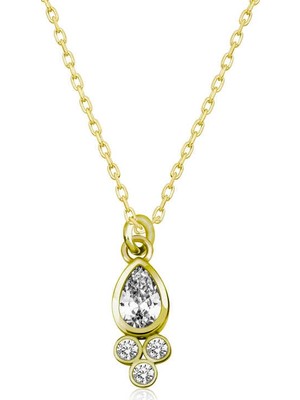 Tienda Elegante Gümüş Gold Çiğ Damlası Tektaş Bayan Kolye