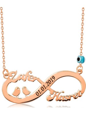 Tienda Elegante ​Gümüş Rose Kuşlu Sonsuzluk İsimli Kolye