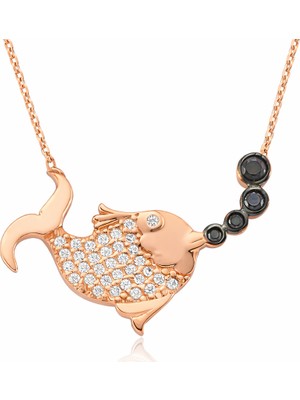 Tienda Elegante Gümüş Balık Bayan Kolye