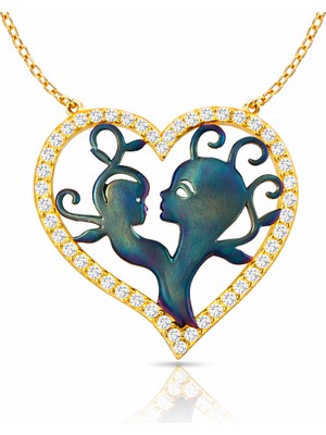 Tienda Elegante Gümüş Kalpli Anne Çocuk Kolyesi