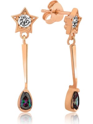 Tienda Elegante Gümüş Yıldızlı Damla Bayan Küpe