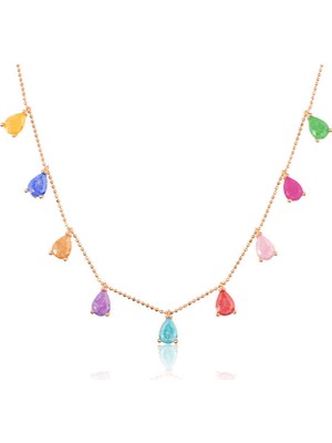 Tienda Elegante Gümüş Rose Renkli Kadın Şans Kolyesi