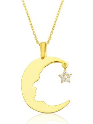 Tienda Elegante Gümüş Ay Yıldız Atatürk Silüeti Bayan Kolye