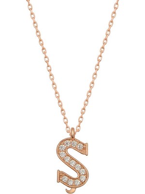 Tienda Elegante Gümüş Rose Ş Harfi Kadın Kolye