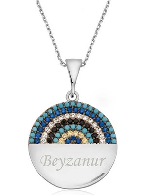 Tienda Elegante Gümüş Mavi Taşlı İsimli Bayan Kolye