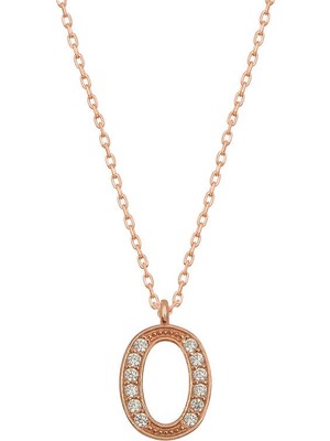 Tienda Elegante Gümüş Rose O Harfi Kadın Kolye