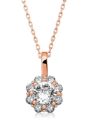 Tienda Elegante Gümüş Rose Çiçek Kolye