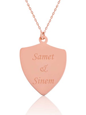 Tienda Elegante Gümüş Rose Kişiye Özel İsimli Zırh Plaka Kolye