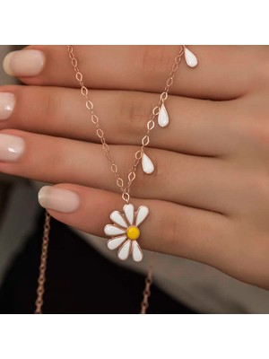 Tienda Elegante Gümüş Rose Papatya Seviyor Sevmiyor Bayan Kolye