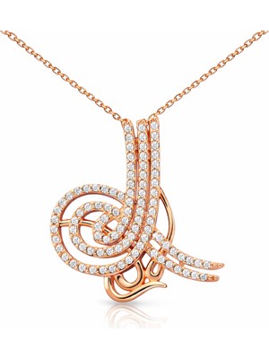 Tienda Elegante Gümüş Tuğralı Bayan Kolye