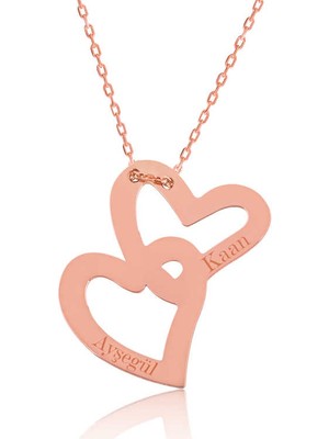 Tienda Elegante Gümüş Rose Birleşmiş Kalpler İsimli Bayan Kolye