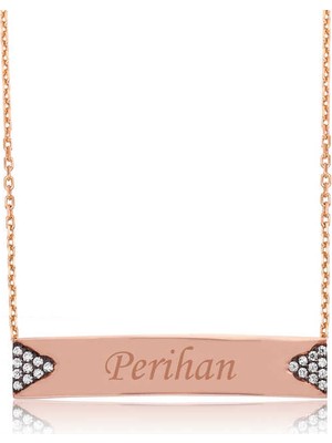 Tienda Elegante Gümüş İsimlik Plaka Bayan Kolye