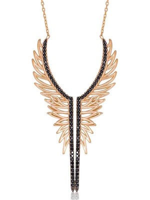 Tienda Elegante Gümüş Melek Kanadı Bayan Kolye