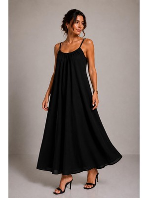 Asl Woman Kadın Tencel Askılı Salaş Uzun Elbise