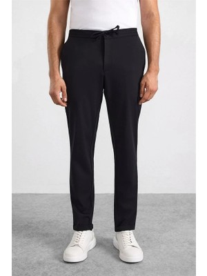 Süvari Siyah Slim Düz Jogger Pantolon