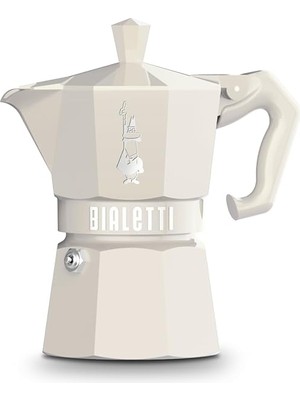 Bialetti - Exclusive: 3 Cups Ocak Üstü Espresso Pişirici - 130ML - Krem Renk - Alüminyum Gövde - Pat