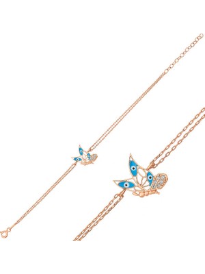 Tienda Elegante ​Gümüş Rose Kelebek Kadın Bileklik