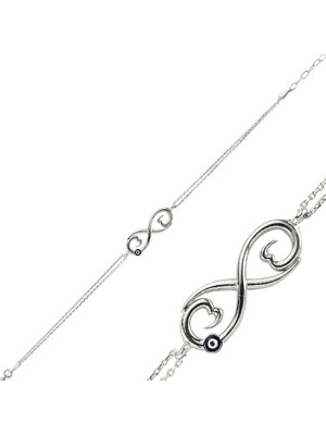 Tienda Elegante Gümüş Nazarlı Sozsuzluk Bayan Bileklik