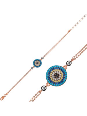 Tienda Elegante Gümüş Rose Nazar Bayan Bileklik