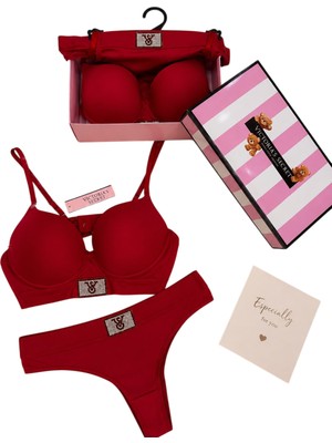 Victoria's Secret 2 Li Push Up Saten Sütyen Külot Takım