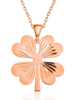 Tienda Elegante Gümüş Rose Dört Yaprak Rose Yonca Bayan Kolye