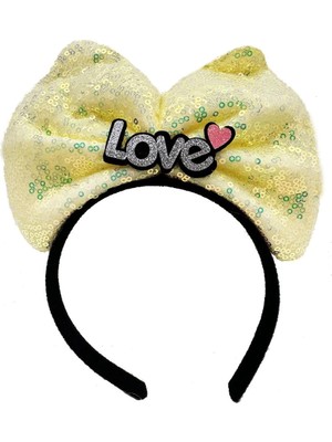 Aydogan's LED Işıklı 3 Farklı Foniyonda Yanan Gümüş Love Yazılı Sarı Fiyonk Taç 20X17 cm