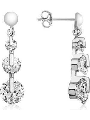 Tienda Elegante Gümüş 3 Taş Tria Çivili Küpe