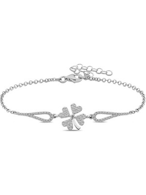 Tienda Elegante Gümüş Yonca Bileklik
