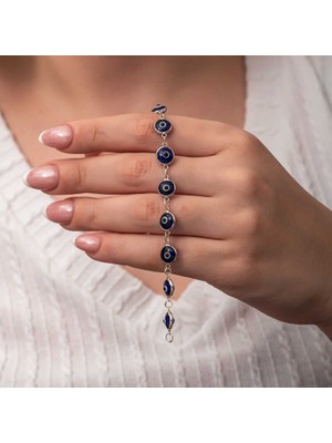 Tienda Elegante Gümüş Yuvarlak Nazar Kadın Bileklik