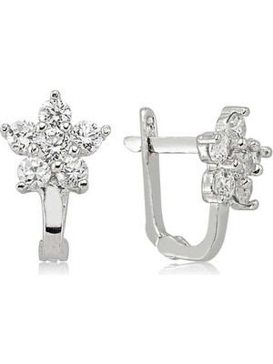 Tienda Elegante Gümüş Çiçek Küpe