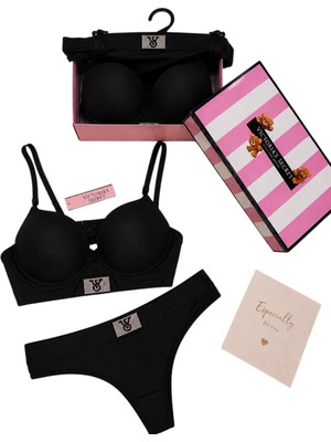Victoria's Secret 2 Li Push Up Saten Sütyen Külot Takım