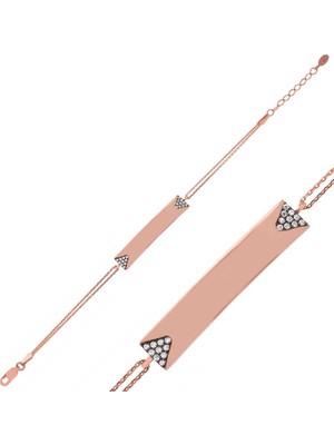 Tienda Elegante Gümüş Rose İsimli Plaka Bayan Bileklik