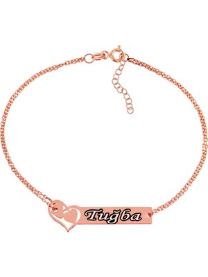 Tienda Elegante Gümüş Rose Birleşen Kalpler İsimli Bayan Bileklik