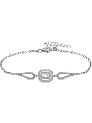 Tienda Elegante ​Gümüş Dikdörtgen Baget Bileklik