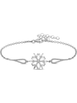 Tienda Elegante ​Gümüş Baget Taşlı Kar Tanesi Bileklik