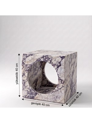 Adomar Marble Mermer Küp Sehpa / Komodin, Açık Raflı, Evcil Hayvan Barınağı