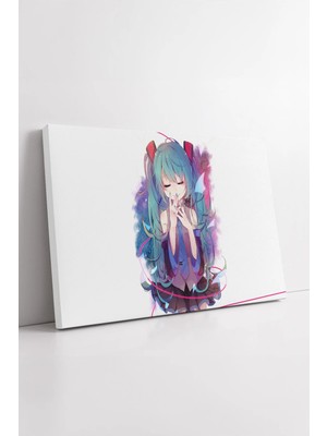 Mushen Studio Hatsune Miku Pastel Renkli Minimal Anime Çizimi Duygusal Sanatsal Dekoratif Kanvas Tablo Duvar Dekor