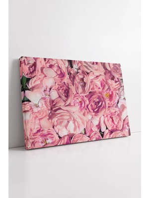 Mushen Studio Pembe Gül Buketi Ilhamlı Yumuşak Tonlarda Estetik Çiçek Dokulu Modern Dekoratif Kanvas Tablo Duvar D