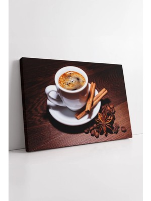 Mushen Studio Kahve Tarçın Yıldız Anason Detaylı Mutfak Kafe Temalı Dekoratif  Duvar Sanatı Kanvas Tablo Duvar Dek