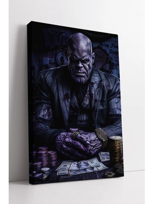 Mushen Studio Karanlık Güç Temalı Thanos  Para Poker Atmosferli Modern Duvar Dekorasyonu Kanvas Tablo Duvar Dekoru
