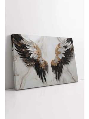 Mushen Studio Melek Kanadı , Mermer Desenli Tablo, Altın Kanat Kanvas, Trend Tasarım, Dekoratif Baskı Kanvas Tablo