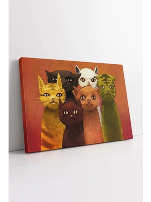 Mushen Studio Kedi Dekoratif , Tekir Kedi Tablo, Hayvanlar Alemi Kanvas, Turuncu Kediler Tablo Kanvas Tablo Duvar