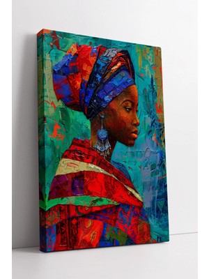 Mushen Studio Afrikalı Kadın Portresi Etnik Sanat Temalı Kültürel Modern Tarz Dekoratif Kanvas Tablo Duvar Dekoru