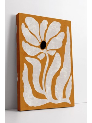 Mushen Studio Sarı Beyaz Çiçek Desenli Boho  Minimal Duvar Dekoru Modern Doğal Tarz Kanvas Tablo Duvar Dekoru Salo