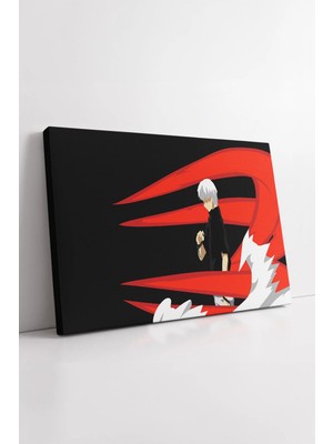Mushen Studio Tokyo Ghoul Kaneki Minimal Kırmızı Kagune Güç Temalı Siyah Arka Plan Anime Dekor Kanvas Tablo Duvar