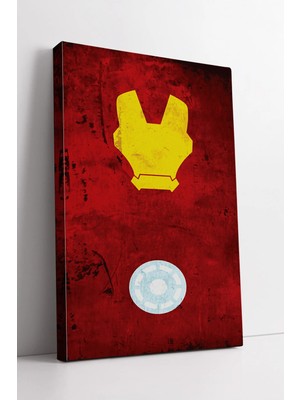 Mushen Studio Iron Man Zırh Gövde Silüeti ve Arc Reaktör Sembolü Kırmızı Minimal Süper Kahraman Kanvas Tablo Duvar