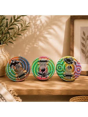 Coconat Kalimba Batikli Mini Kalimba Renkli El Yapımı Kalimba 14 cm