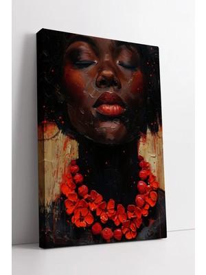 Mushen Studio Afrikalı Kadın Portresi Etnik Sanat Tarzı Kültürel Estetik Modern Dekoratif Kanvas Tablo Duvar Dekor